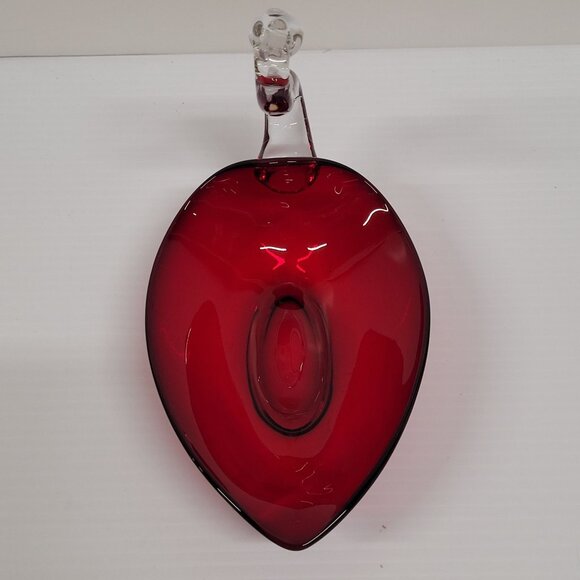 Vintage Red Swan Duncan Miller Viking Glass Candy Trinket Dish 8'' Holiday - Picture 5 of 7